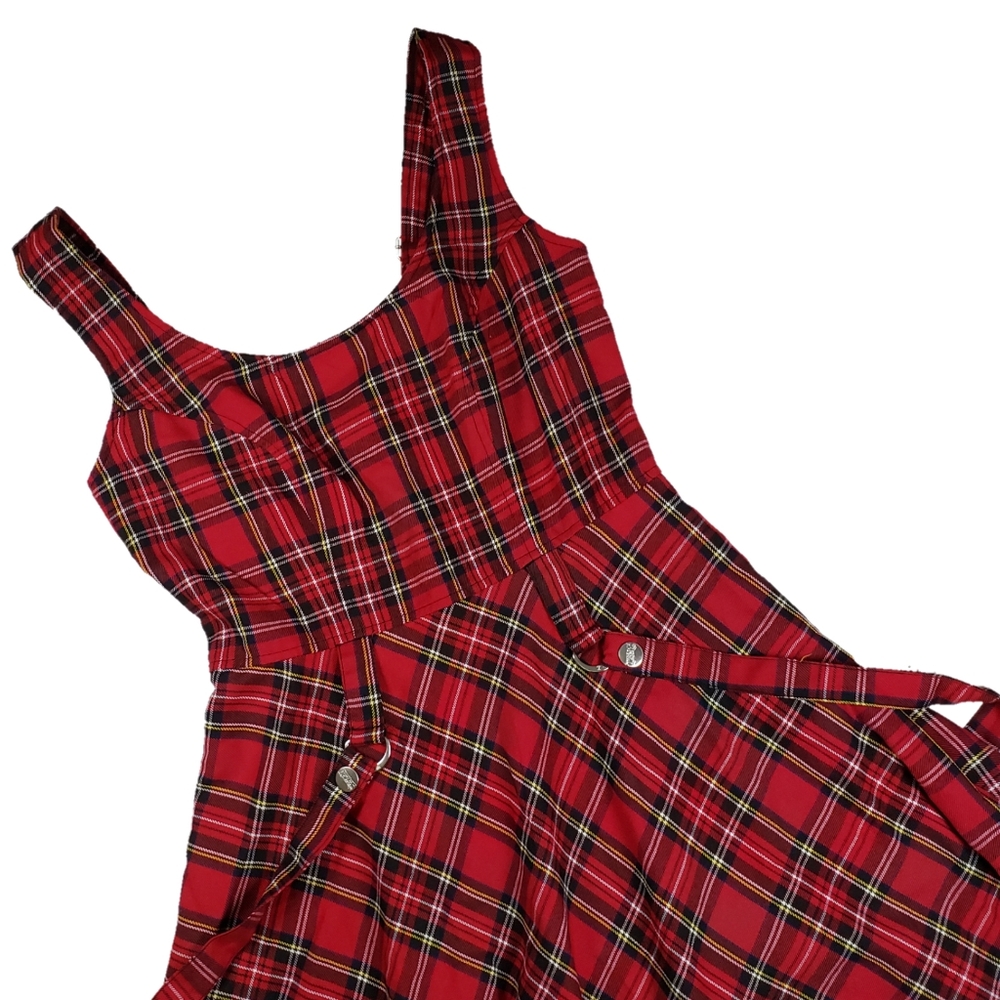 Tripp NYC plaid suspender dress